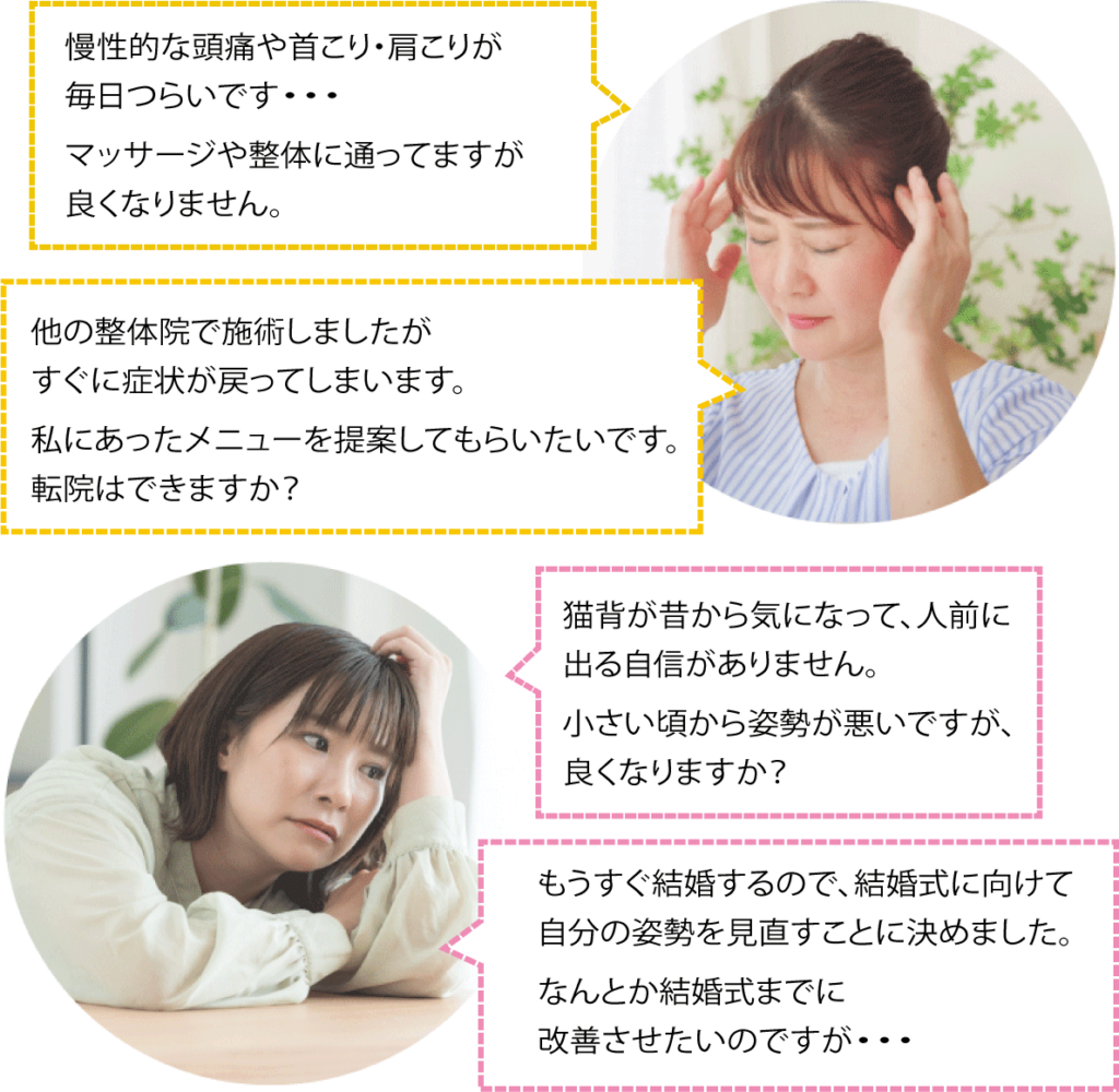 松山市猫背専門矯正治療院症状の悩み